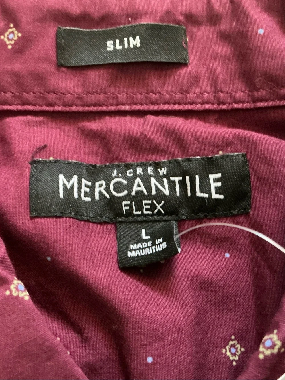 J crew mens maroon button up dress shirt size large mercantile flex slim